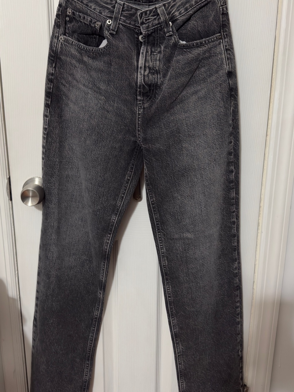 AG Adriano Goldschmied Women's Straight Leg Washed Black Jeans